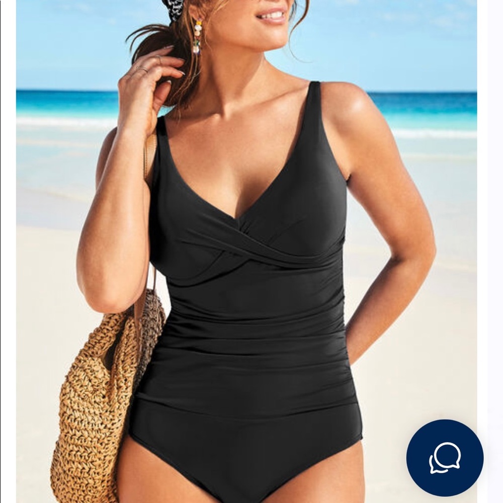 Women’s Black One Piece Swimsuit, Size 12, Swimsuits For All, Worn 1x